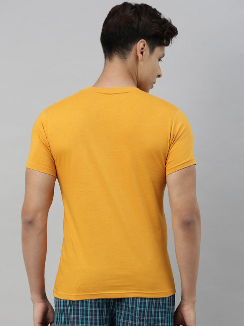 Yellow solid Crew Neck T-shirt